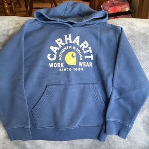 Carhartt Blue Hoodie with Yellow Logo
